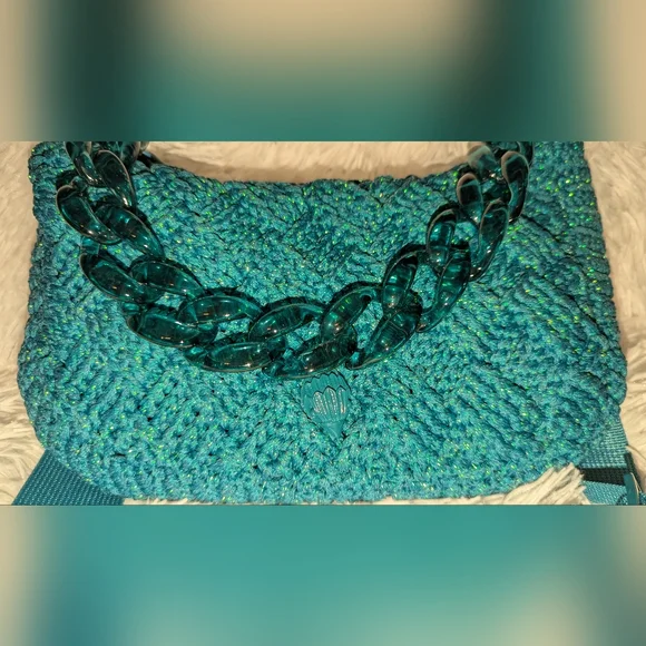 Kurt Geiger London Crochet Crossbody Bag Emerald Green NWOT With Call Out - Picture 3 of 9